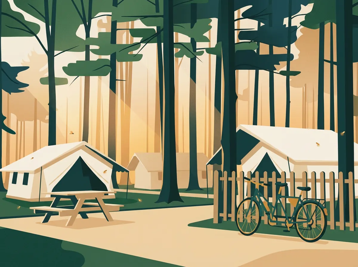 Nederlandse camping met safaritenten in het bos