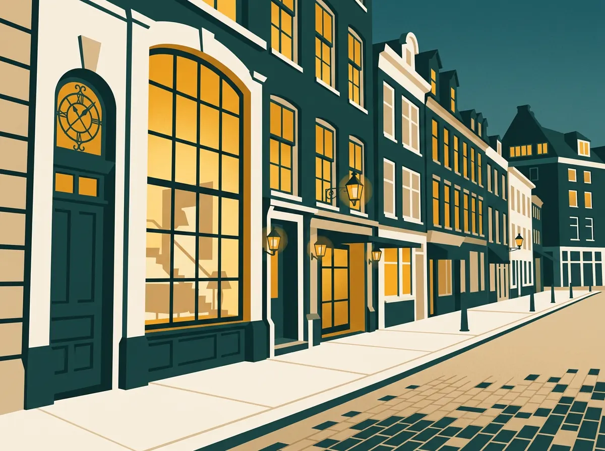 Boetiek hotel in Nederland bij avondlicht
