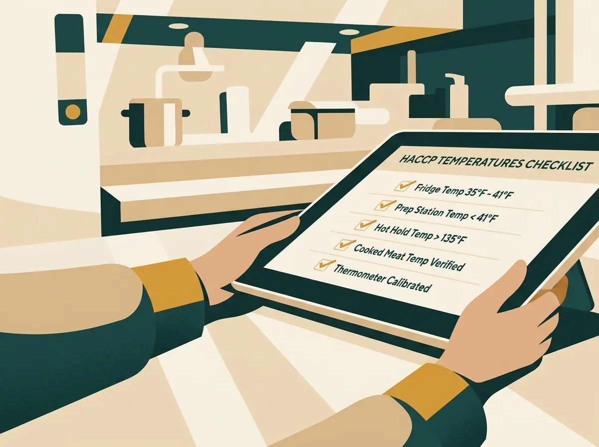 HACCP temperatuur-checklist op een tablet in de professionele keuken